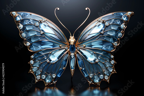 Butterfly shaped diamond pendant, Generative AI © Varma