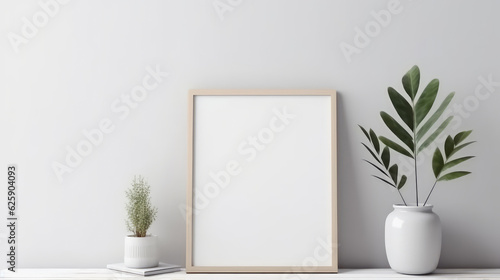 Modern Interior Decor with Empty Frame Mockup created with Generative AI Technology