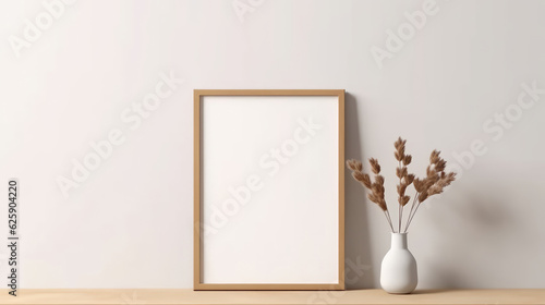 Modern Interior Decor with Empty Frame Mockup created with Generative AI Technology