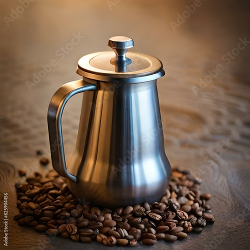 Devices for brewing coffee on a neutral background created by artificial intelligence.