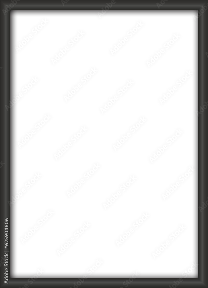 Realistic illustration of black and white frame with shadow on transparent background - png Realistic illustration of black and white frame with shadow on transparent background - png