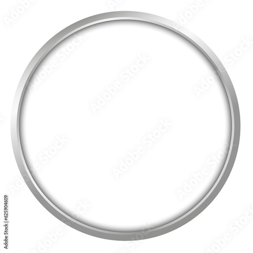 Realistic metallic aluminum frame of circular shape on transparent background with shadow - png