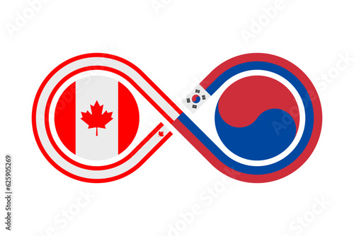 unity concept. canadian english and korean language translation icon. vector illustration isolated on white background