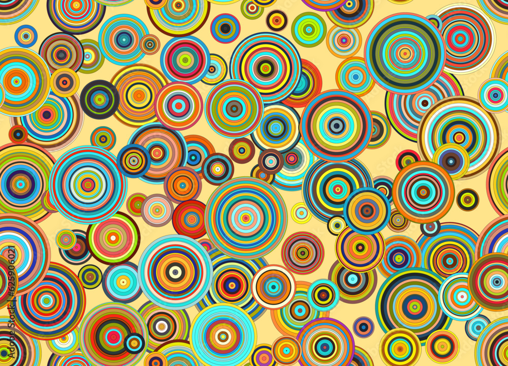 Random concentric circles pattern, seamlessly tileable. Made with code.