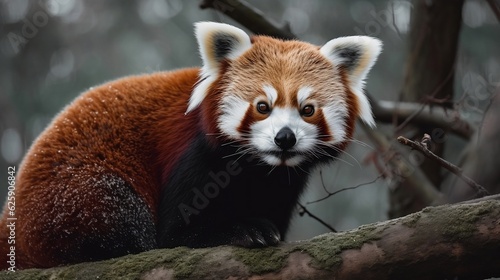 Red panda on a tree. Generative AI