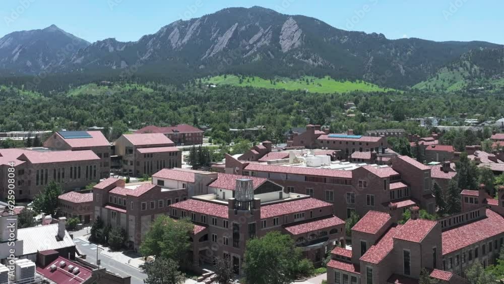 Aerial View of CU Boulder Campus, University Buildings on Hot Sunny Day, Colorado USA Aerial View of CU Boulder Campus, University Buildings on Hot Sunny Day, Colorado USA
