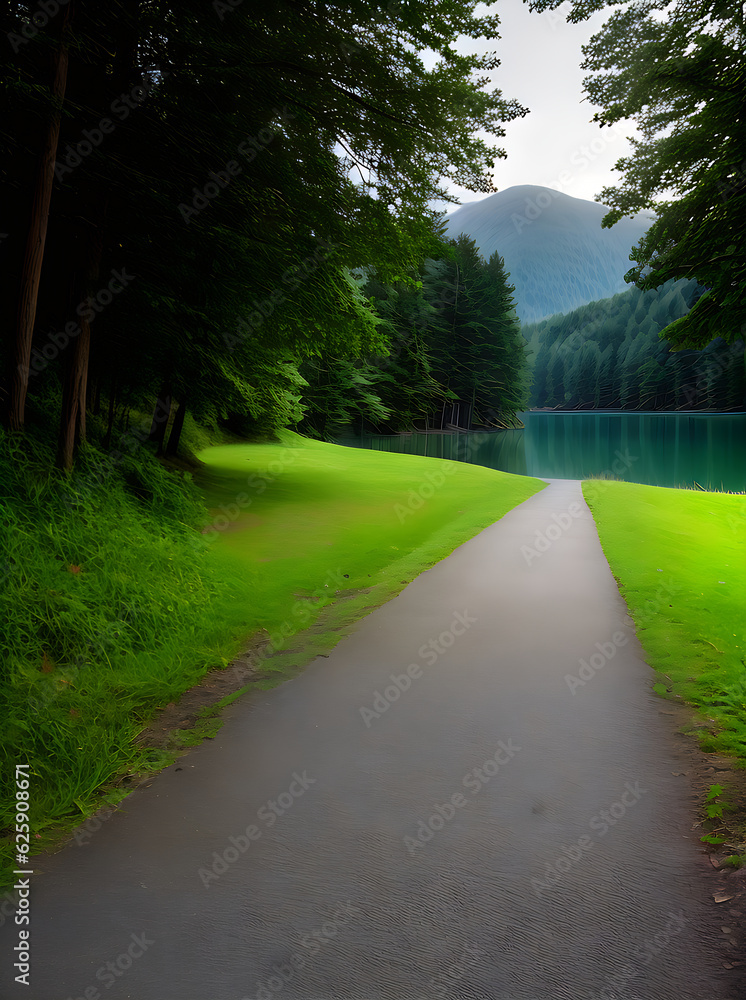 lake footpath volumetric neon color palette vibrant lake footpath volumetric neon color palette vibrant