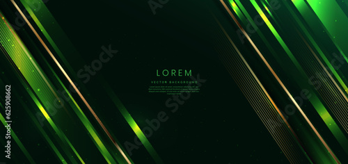 Abstract elegant dark green speed lines background and lighting effect sparkle. Luxury template design.