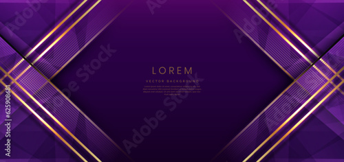 Abstract background luxury dark purple elegant geometric diagonal with gold lighting effect and sparkling with copy space for text.