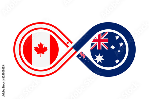 unity concept. canadian english and australian english language translation icon. vector illustration isolated on white background