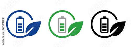 Battery recharge power storage leaves leaf circle recycle eco environment friendly energy storage icon
