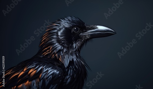 Close up of a crow or raven. Generative AI