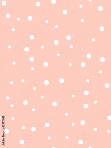 White polka dots on peach pink background