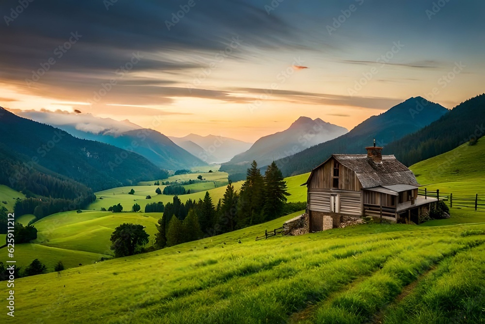 Obraz premium mountain village in the mountains generated Ai.