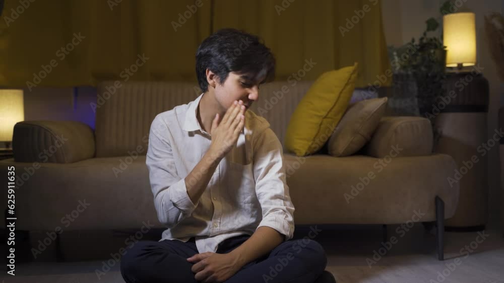 Man slapping himself with a nervous breakdown. Man slapping himself with a nervous breakdown.