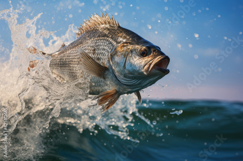 Flying fish jump over the sea