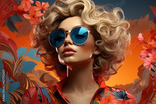 Portrait of a fashionable woman wearing sunglasses, generative ai