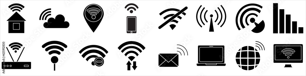 Signal icon vector set. Wi Fi illustration sign collection. Connection symbol or logo. Signal icon vector set. Wi Fi illustration sign collection. Connection symbol or logo.