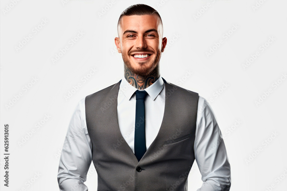 businessman with tattoos in a business suit businessman with tattoos in a business suit