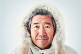 portrait of a traditional inuit eskimo isolated on white