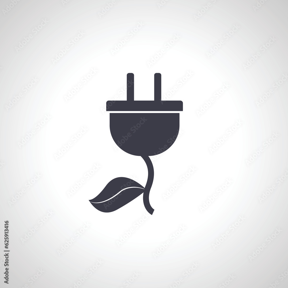 Eco plug icon. electric plug with leaf icon Eco plug icon. electric plug with leaf icon