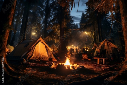 Forest Camping Adventure. Generative AI