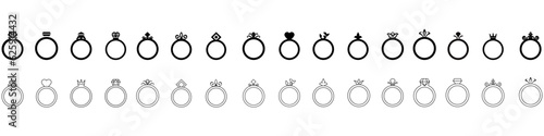 Ring icon vector set. Wedding illustration sign collection. Jewel symbol. Gem logo.