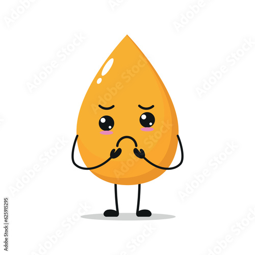 Cute gloomy gold drop character. Funny sad urine cartoon emoticon in flat style. urine emoji vector illustration