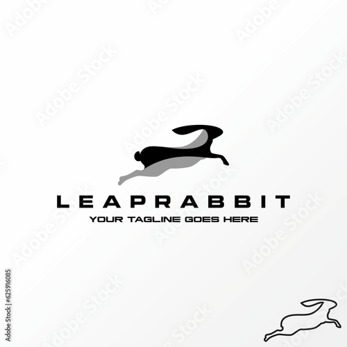 Logo design graphic concept creative abstract premium free vector stock jump run adult rabbit on fast move. Related to animal active health pet farm