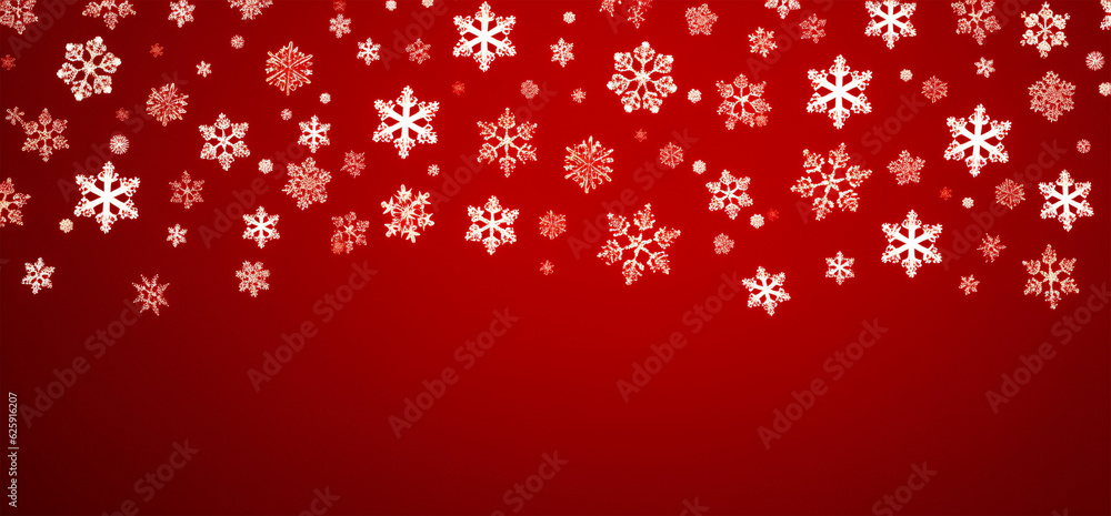 Mesmerizing Winter Wonderland: Close-Up of Red Background with Falling Snowflakes, Generative AI Mesmerizing Winter Wonderland: Close-Up of Red Background with Falling Snowflakes, Generative AI