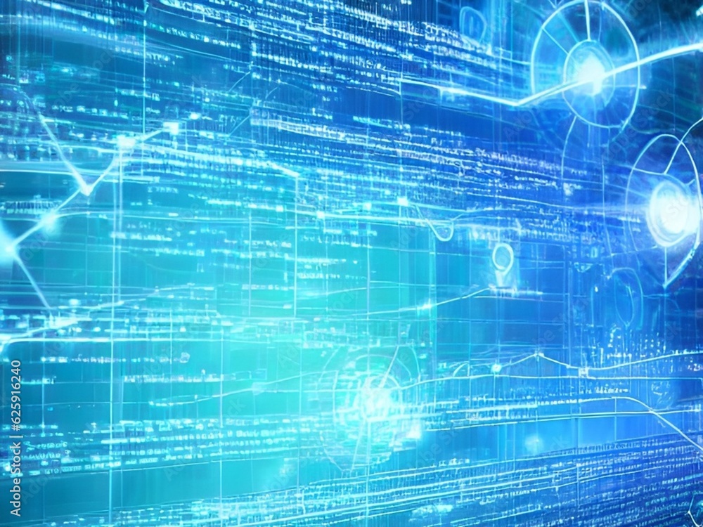 Blue background with blue digital illustration and The network of connected lines Blue background with blue digital illustration and The network of connected lines