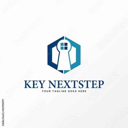 Logo design graphic concept creative abstract premium free vector stock hexagon with hole key and window. Related to property business home house real © Ags_Byn