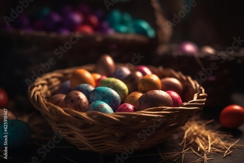 easter eggs in a basket. 