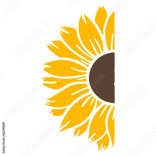 Half sunflower svg, Sunflower clipart, Half sunflower vector, sunflower