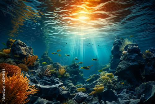 Mesmerizing Underwater Spectacle  A Vast School of Fish Swimming  Generative AI