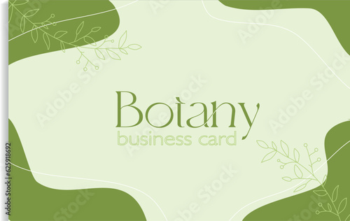 business card in green abstract style. Green abstract backgrounds with floral elements. Vector design templates for postcard, poster, business card, flyer, magazine, social media post, banner, wedding