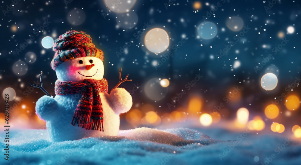 Charming Snowman Standing Proudly in a Winter Wonderland, Generative AI Charming Snowman Standing Proudly in a Winter Wonderland, Generative AI