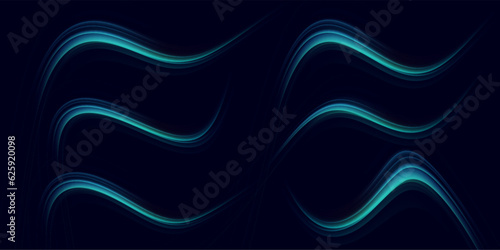 Blue, purple, neon multicolored glowing swirl. The effect of moving at the speed of light. Easy trail. Shiny wavy path. Vector. 