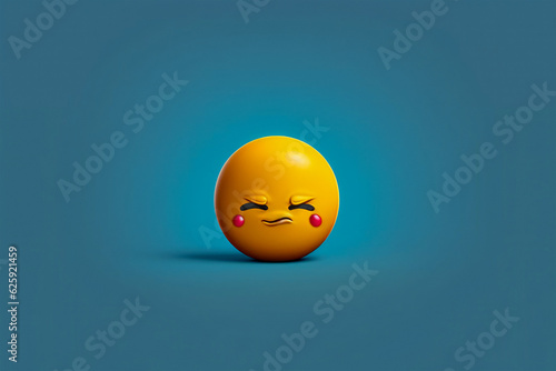 Wallpaper Mural Yellow Sad Face Egg on Blue Background - Generative AI Torontodigital.ca