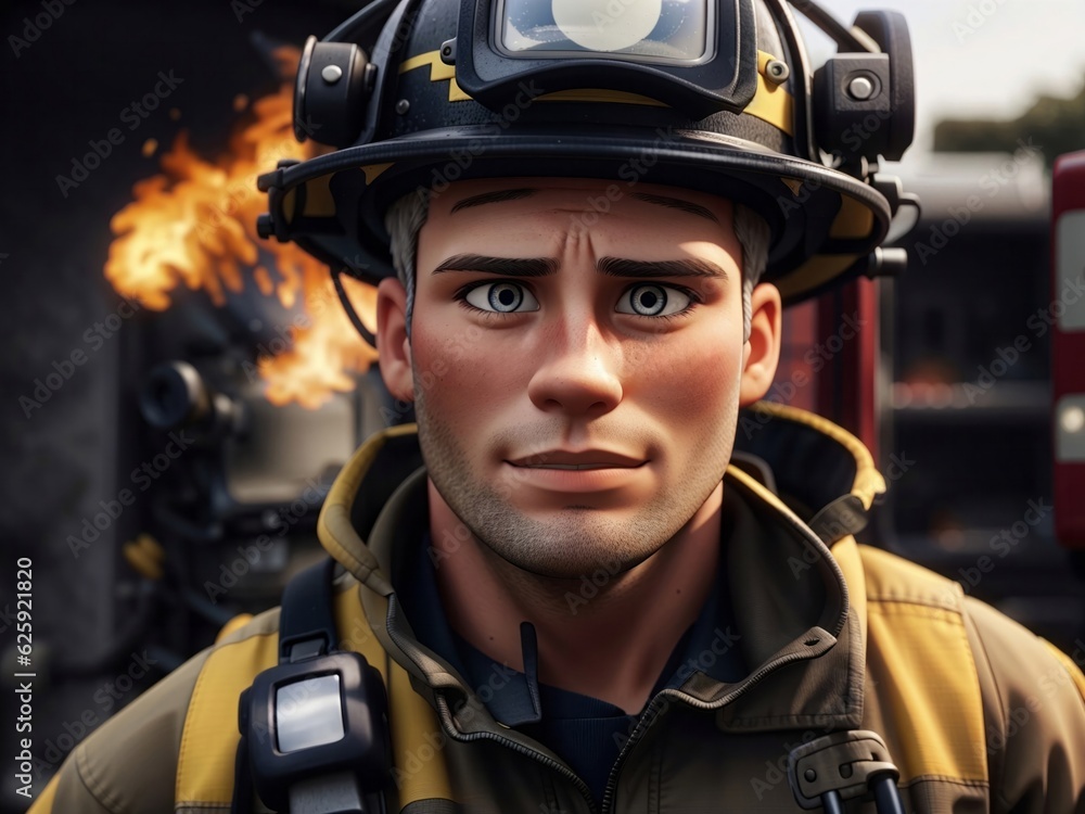 Firefighter in helmet | Portrait - Generative AI Firefighter in helmet | Portrait - Generative AI