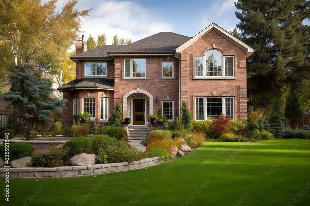 house with beautiful front yard - generative ai house with beautiful front yard - generative ai