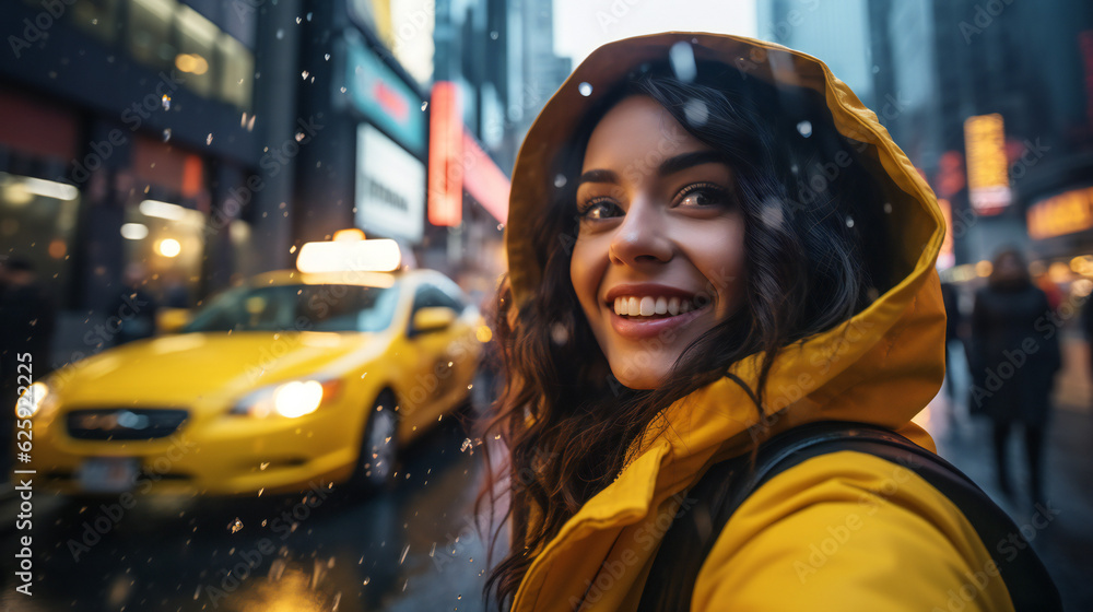Selfie portrait of a young woman in the city Selfie portrait of a young woman in the city