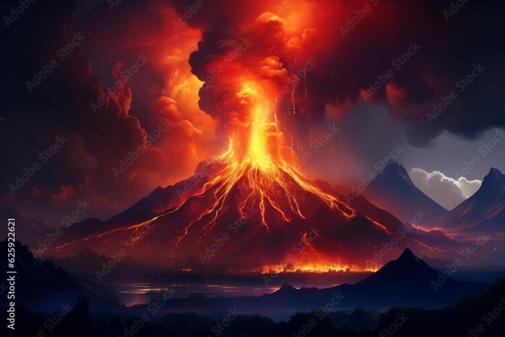 Powerful Volcanic Eruption in Italy. Generative AI