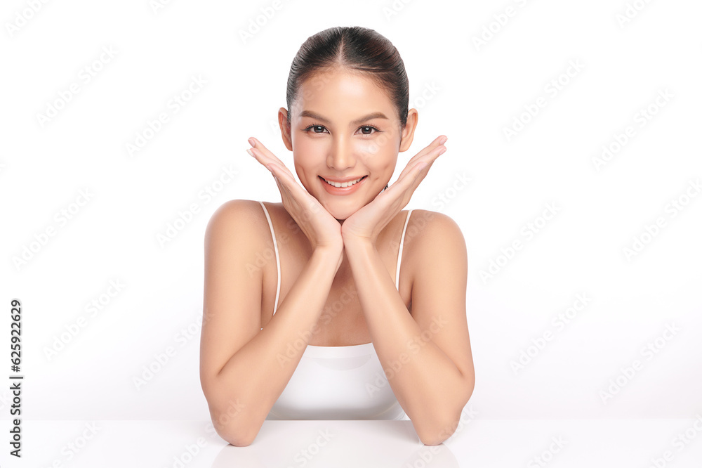 Beautiful young asian woman with clean fresh skin on white background, Face care, Facial treatment, Cosmetology, beauty and spa, Asian women portrait. Beautiful young asian woman with clean fresh skin on white background, Face care, Facial treatment, Cosmetology, beauty and spa, Asian women portrait.