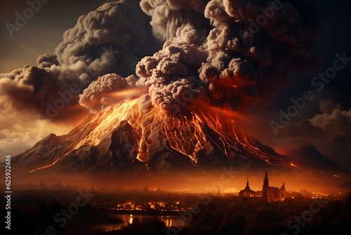 Powerful Volcanic Eruption in Italy. Generative AI © Haider