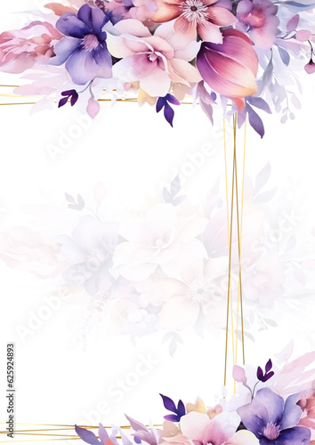 Watercolor delicate blossom floral illustration - frame, border with bright blush, red, white, pink, vivid flowers, green leaves, for wedding stationary, greetings, wallpapers, fashion, wrapping