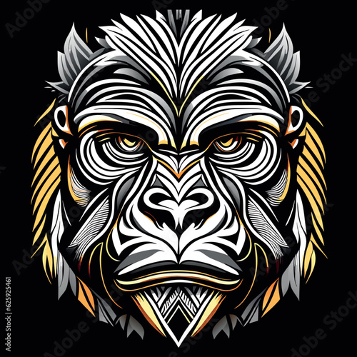 Gorilla head vector tribal tattoo
