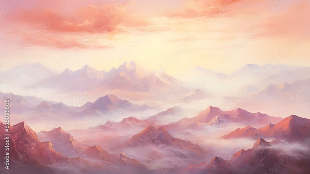 a mountain range with a sunset
