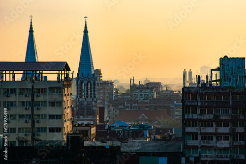 Hazy sunset at Yangon, Myanmar 