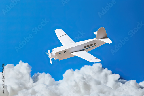 Paper airplane in the blue sky. Created using generative AI tools